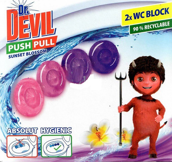 Dr.Devil WC Push Pull gel 2x20g Sunset B | Čistící, dezinf.prostř., dezodoranty - Přípravky na WC - Závěsy na WC a pissoárové kostky Dr.Devil WC Push Pull gel 2x20g Sunset B | Čistící, dezinf.prostř., dezodoranty - Přípravky na WC - Závěsy na WC a pissoárové kostky